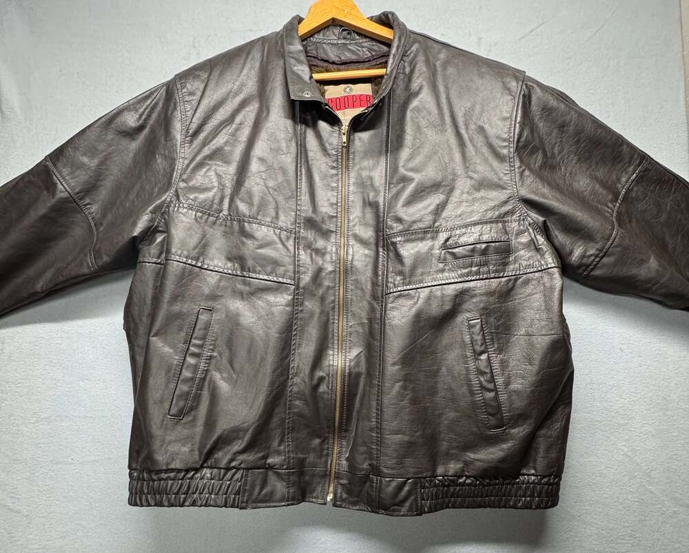 Cooper Sportswear Mfg. Co. Vintage Brown Leather Bomber Jacket with Lining